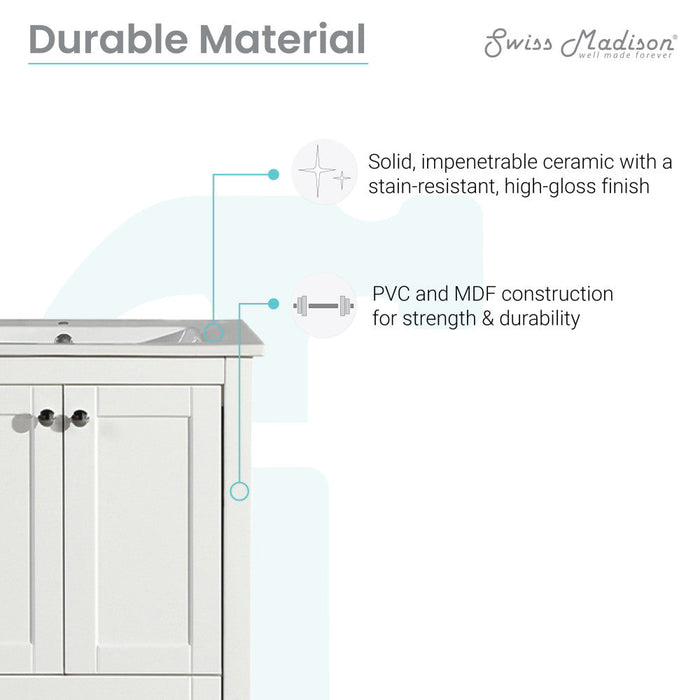 Swiss Madison Cannes 24 Single, Two Doors, One Drawer, Bathroom Vanity - SM-BV412