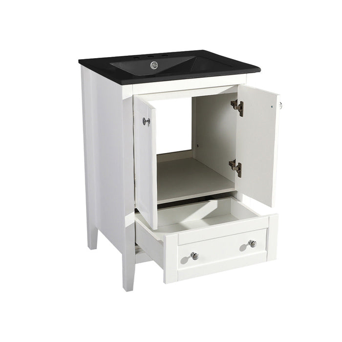 Swiss Madison Cannes 24 in. White Bathroom Vanity With Black, 3-Hole Ceramic Sink Top - SM-BV412-3MB