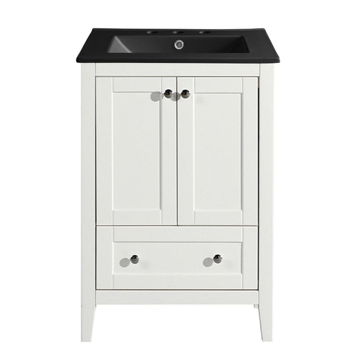 Swiss Madison Cannes 24 in. White Bathroom Vanity With Black, 3-Hole Ceramic Sink Top - SM-BV412-3MB