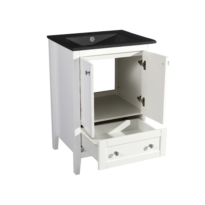 Swiss Madison Cannes 24 in. White Bathroom Vanity With Black Ceramic Sink Top - SM-BV412MB