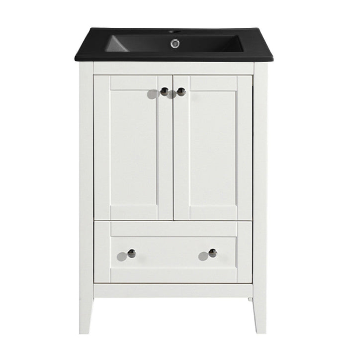 Swiss Madison Cannes 24 in. White Bathroom Vanity With Black Ceramic Sink Top - SM-BV412MB