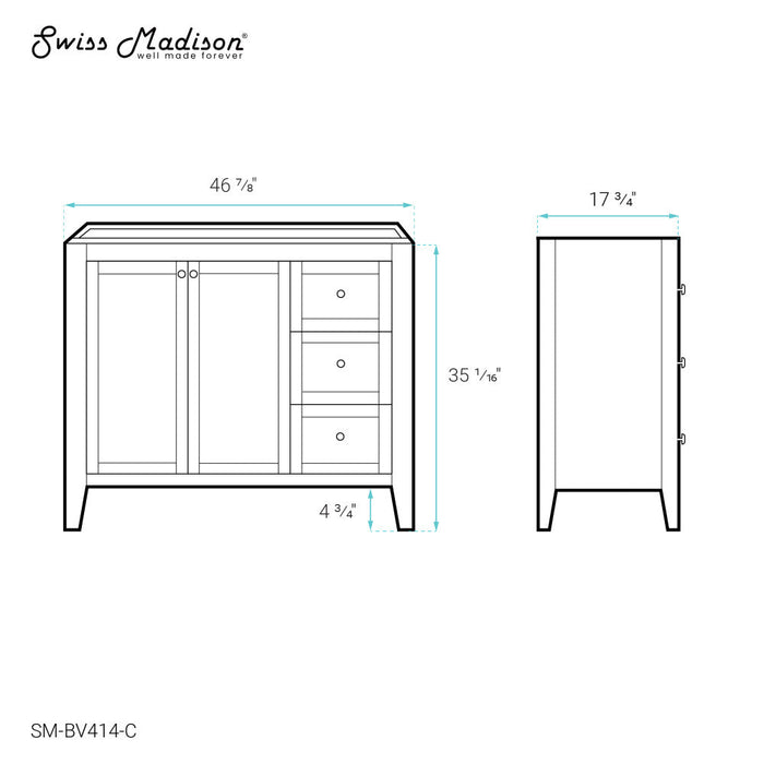 Swiss Madison Cannes 48" Bathroom Vanity Cabinet Only (SM-BV414) - SM-BV414-C