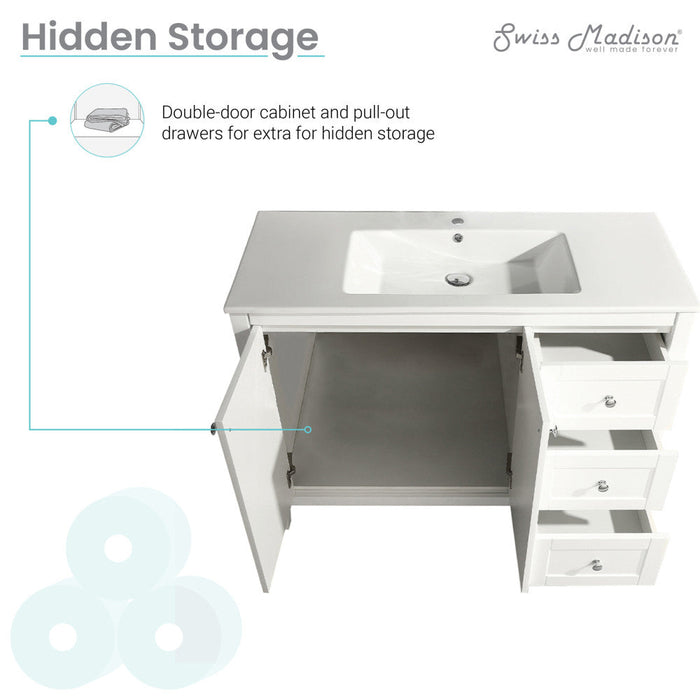 Swiss Madison Cannes 48 Single, Two Doors, Three Drawers, Bathroom Vanity - SM-BV414