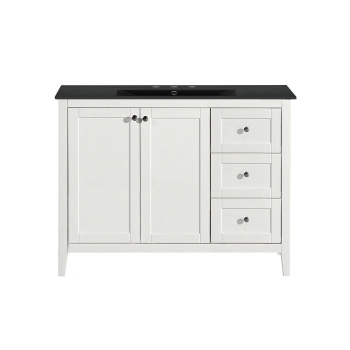 Swiss Madison Cannes 48 in. White Bathroom Vanity With Black, 3-Hole Ceramic Sink Top - SM-BV414-3MB