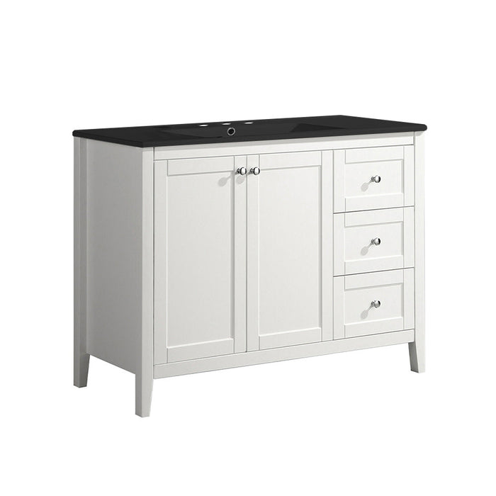 Swiss Madison Cannes 48 in. White Bathroom Vanity With Black, 3-Hole Ceramic Sink Top - SM-BV414-3MB