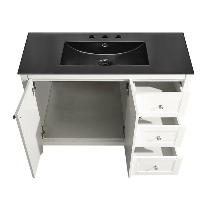 Swiss Madison Cannes 48 in. White Bathroom Vanity With Black, 3-Hole Ceramic Sink Top - SM-BV414-3MB