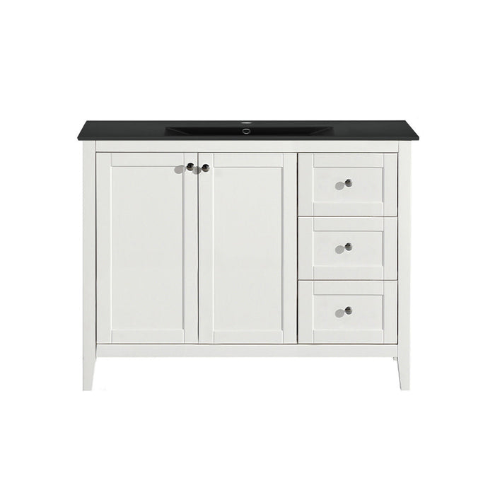 Swiss Madison Cannes 48 in. White Bathroom Vanity With Black Ceramic Sink Top - SM-BV414MB