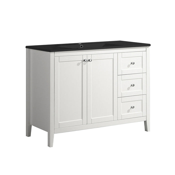 Swiss Madison Cannes 48 in. White Bathroom Vanity With Black Ceramic Sink Top - SM-BV414MB