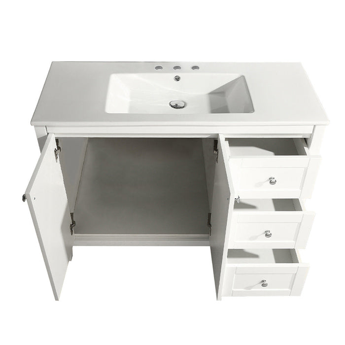 Swiss Madison Cannes 48 in. White Bathroom Vanity With White, 3-Hole Ceramic Sink Top - SM-BV414-3