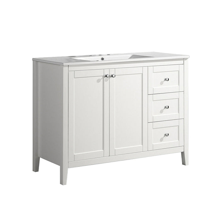 Swiss Madison Cannes 48 in. White Bathroom Vanity With White, 3-Hole Ceramic Sink Top - SM-BV414-3