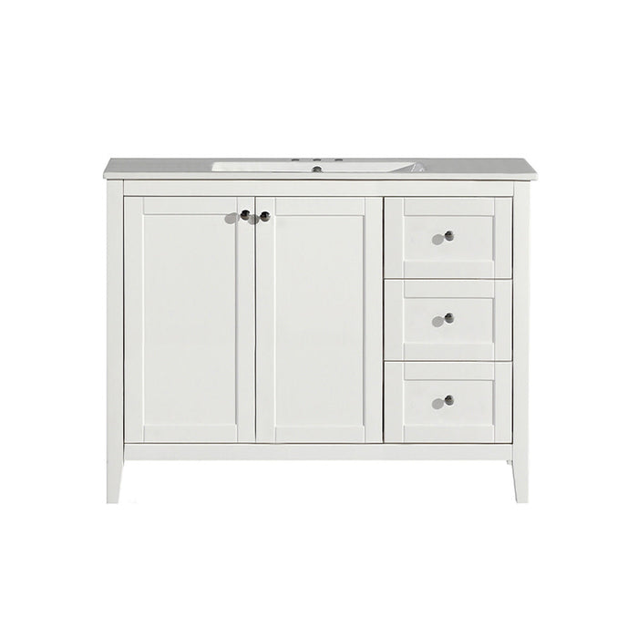 Swiss Madison Cannes 48 in. White Bathroom Vanity With White, 3-Hole Ceramic Sink Top - SM-BV414-3