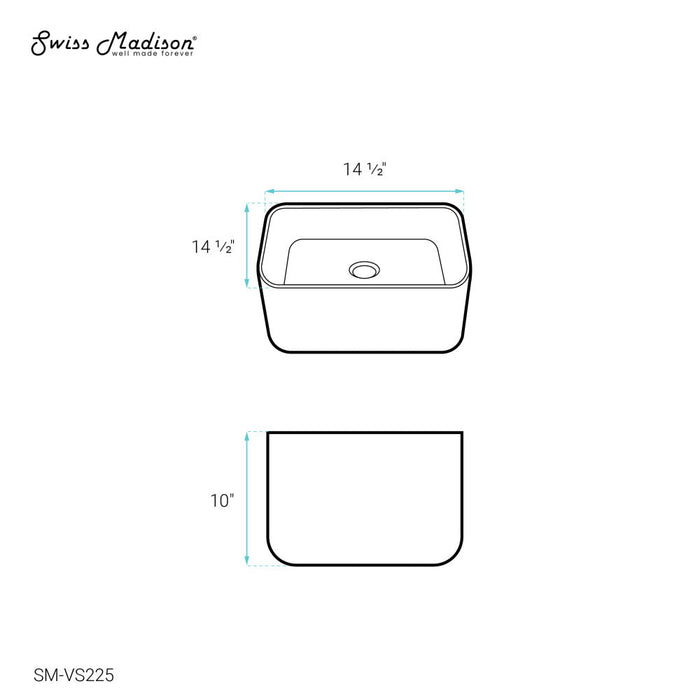 Swiss Madison Carre 14.5" Square Vessel Bathroom Sink - SM-VS225