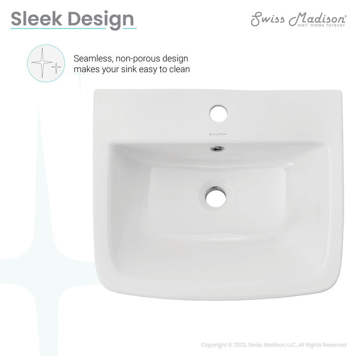 Swiss Madison Carre 21" Wall-Mount Bathroom Sink - SM-WS330