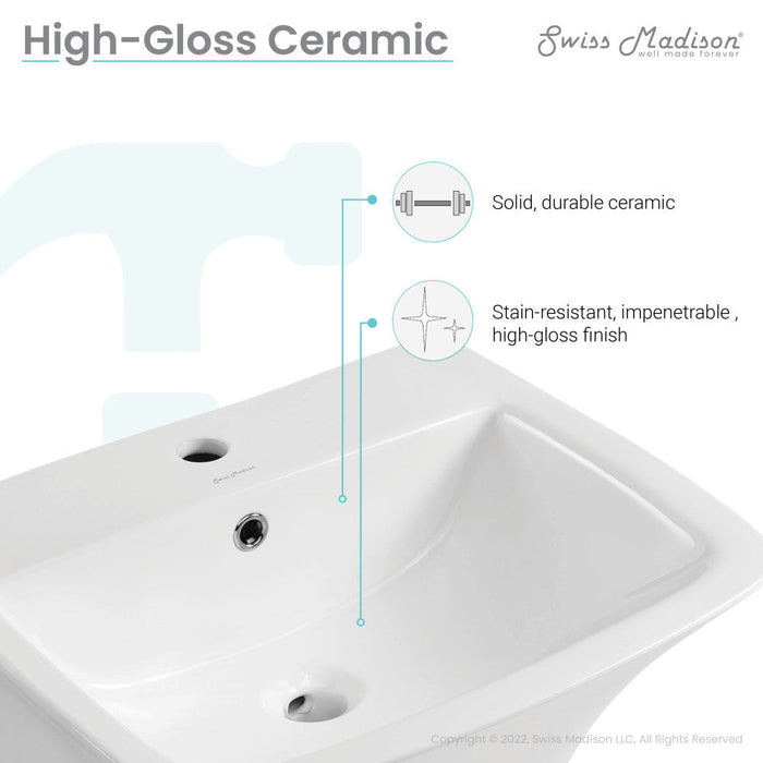 Swiss Madison Carre 21" Wall-Mount Bathroom Sink - SM-WS330