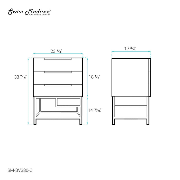 Swiss Madison Carre 24" Bathroom Vanity - Cabinet Only - SM-BV380-C