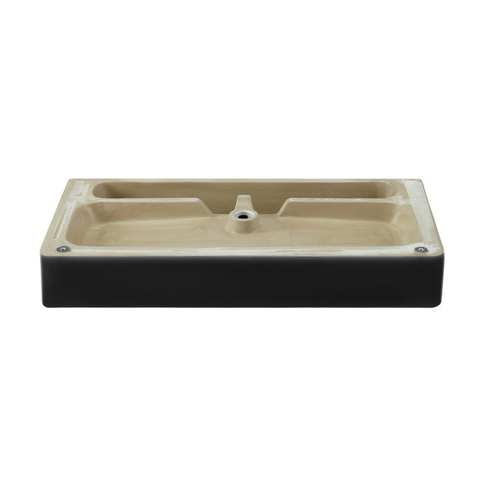 Swiss Madison Carre 36 Ceramic Console Sink Matte Black Basin Brushed Gold Legs - SM-CS753BG