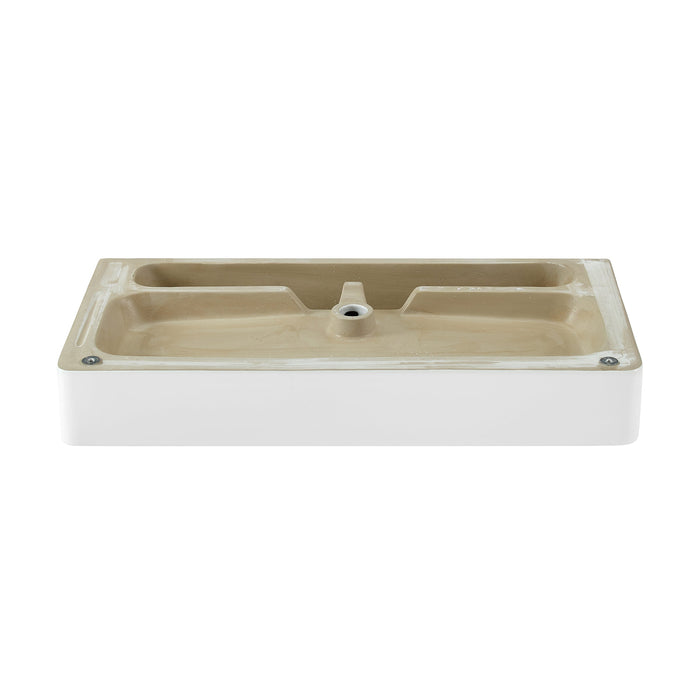 Swiss Madison Carre 36" Console Sink White Basin Black Legs with 8" Widespread Holes - SM-CS733-3