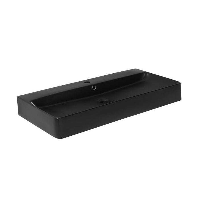 Swiss Madison Carre 36"  Rectangle Wall-Mount Bathroom Sink in Matte Black - SM-WS334MB