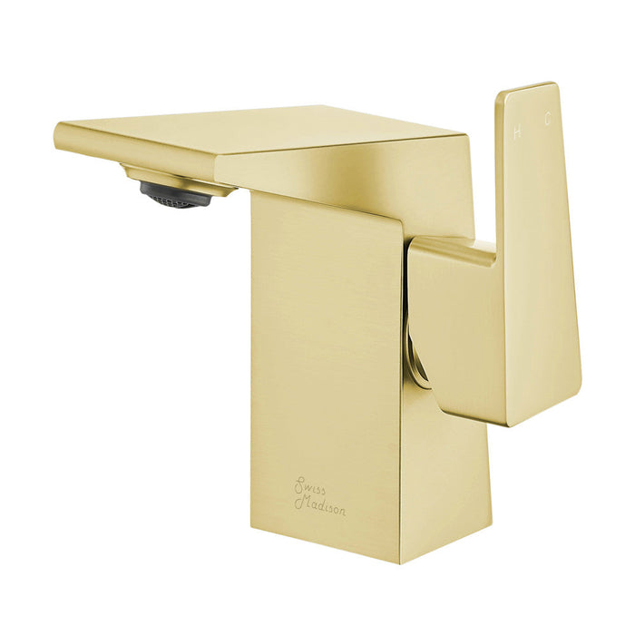 Swiss Madison Carre Single Hole, Single-Handle, Bathroom Faucet in Brushed Gold - SM-BF30BG