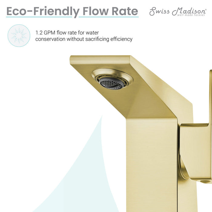 Swiss Madison Carre Single Hole, Single-Handle, Bathroom Faucet in Brushed Gold - SM-BF30BG