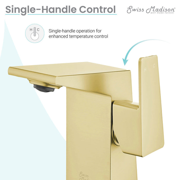 Swiss Madison Carre Single Hole, Single-Handle, Bathroom Faucet in Brushed Gold - SM-BF30BG