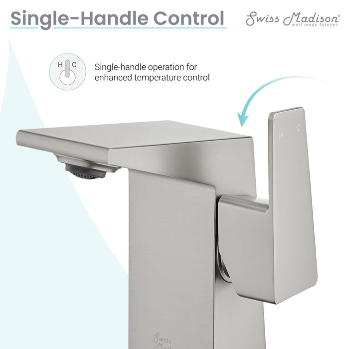 Swiss Madison Carre Single Hole, Single-Handle, Bathroom Faucet in Brushed Nickel - SM-BF30BN