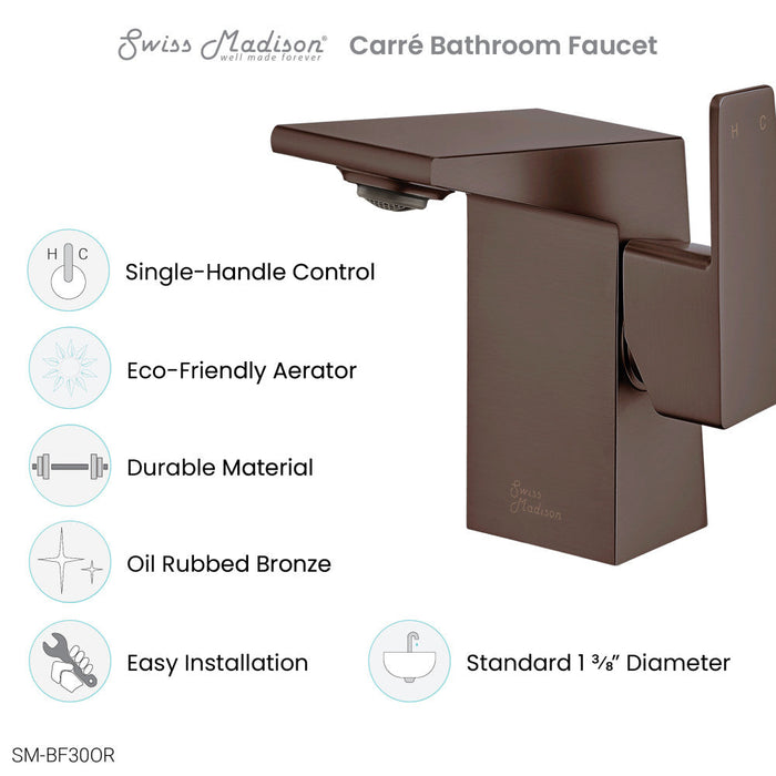 Swiss Madison Carre Single Hole, Single-Handle, Bathroom Faucet in Oil Rubbed Bronze - SM-BF30OR