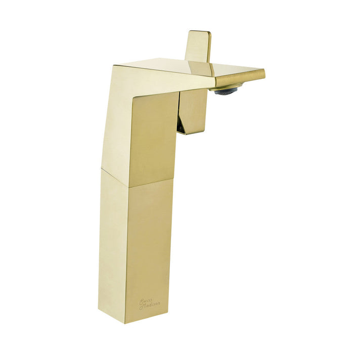 Swiss Madison Carre Single Hole, Single-Handle, High Arc Bathroom Faucet in Brushed Gold - SM-BF31BG