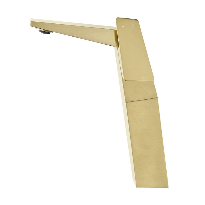 Swiss Madison Carre Single Hole, Single-Handle, High Arc Bathroom Faucet in Brushed Gold - SM-BF31BG