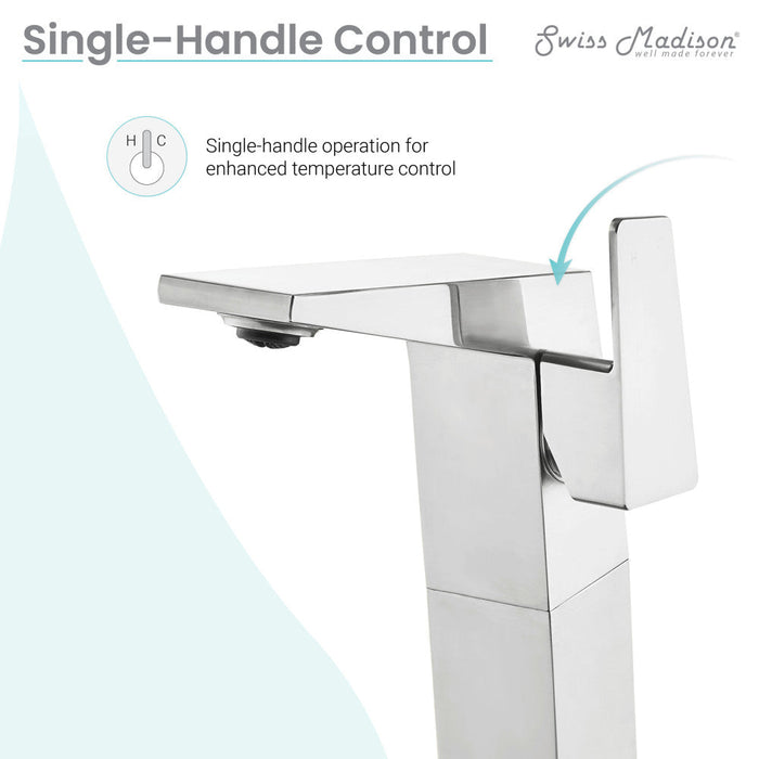 Swiss Madison Carre Single Hole, Single-Handle, High Arc Bathroom Faucet in Chrome - SM-BF31C