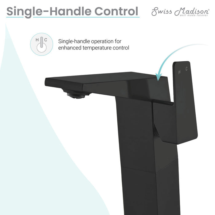 Swiss Madison Carre Single Hole, Single-Handle, High Arc Bathroom Faucet in Matte Black - SM-BF31MB