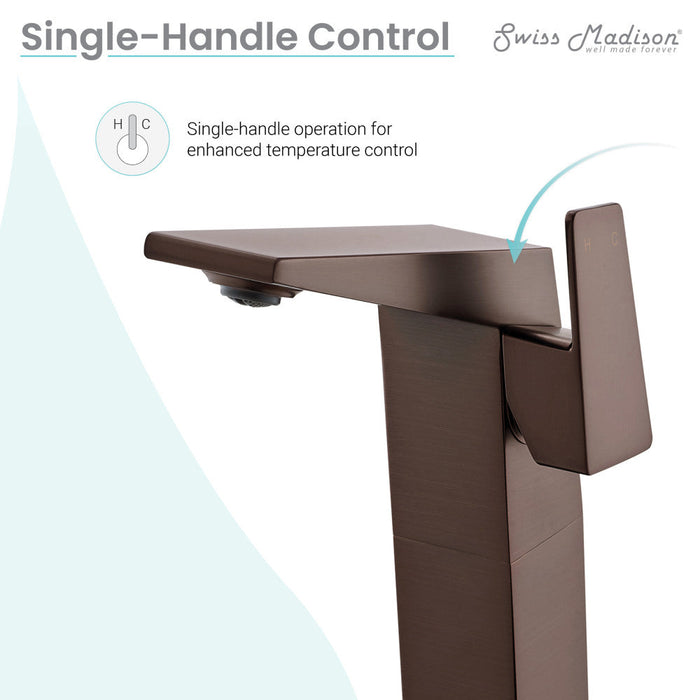 Swiss Madison Carre Single Hole, Single-Handle, High Arc Bathroom Faucet in Oil Rubbed Bronze - SM-BF31OR