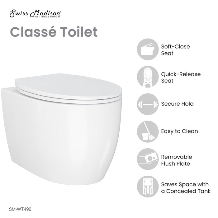 Swiss Madison Classe Wall-Hung Elongated Toilet Bowl - SM-WT490