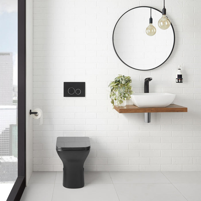 Swiss Madison Carre Back-to-Wall Elongated Toilet Bowl in Matte Black - SM-WT530MB