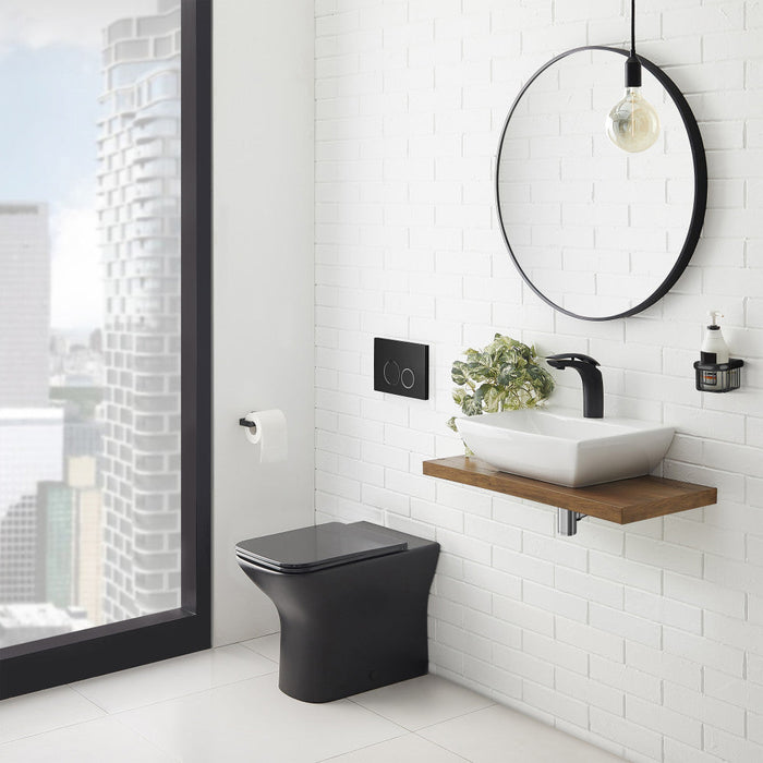 Swiss Madison Carre Back-to-Wall Elongated Toilet Bowl in Matte Black - SM-WT530MB