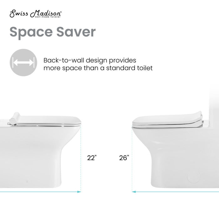 Swiss Madison Carre Back-To-Wall Square Toilet Bowl - SM-WT530