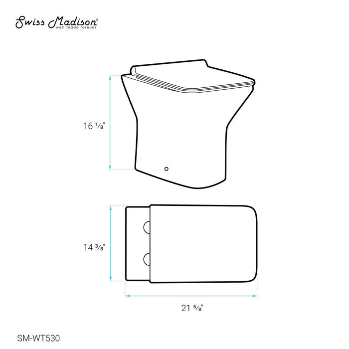 Swiss Madison Carre Back-To-Wall Square Toilet Bowl - SM-WT530