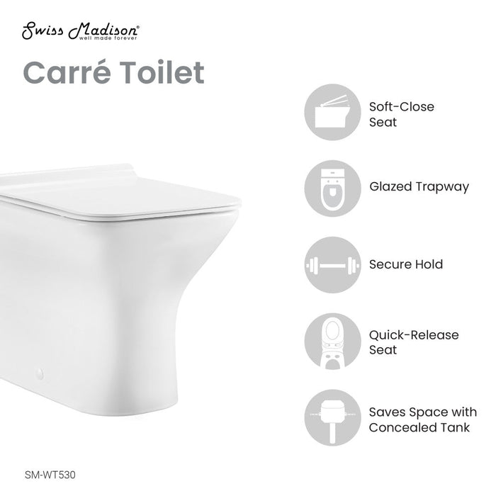 Swiss Madison Carre Back-To-Wall Square Toilet Bowl - SM-WT530