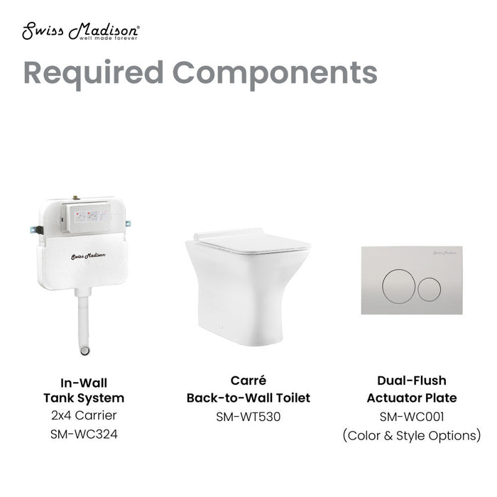 Swiss Madison Carre Back to Wall Toilet Bowl Bundle in Glossy White - SM-WK530-01C