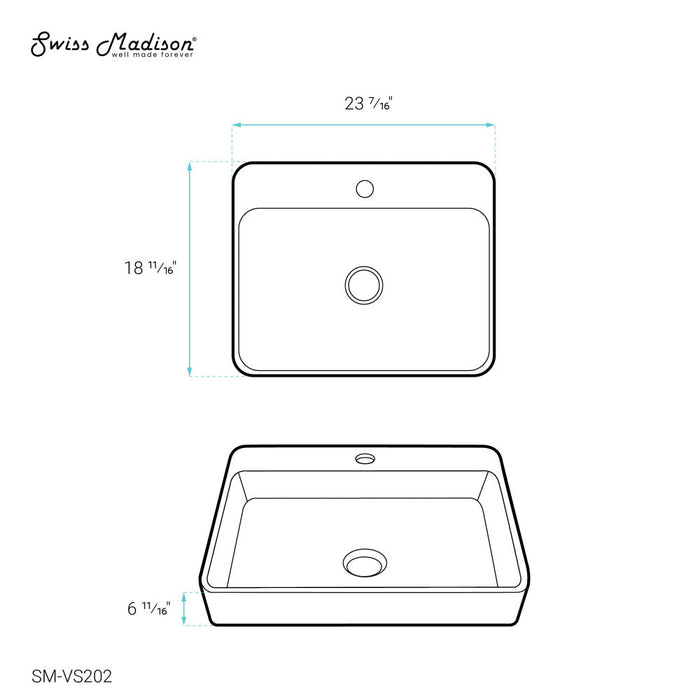 Swiss Madison Carre Large Rectangle Vessel Sink - SM-VS202