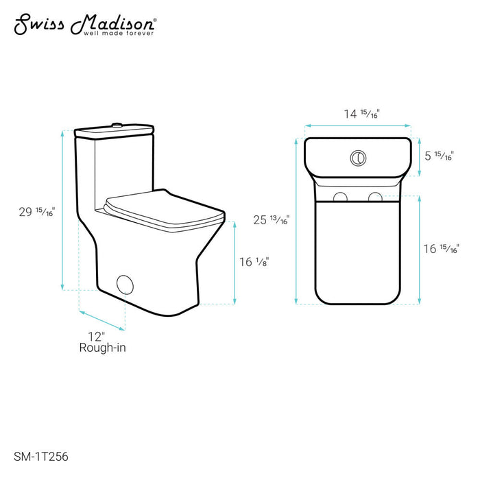 Swiss Madison Carre One-Piece Square Toilet Dual-Flush 1.1/1.6 gpf - SM-1T256