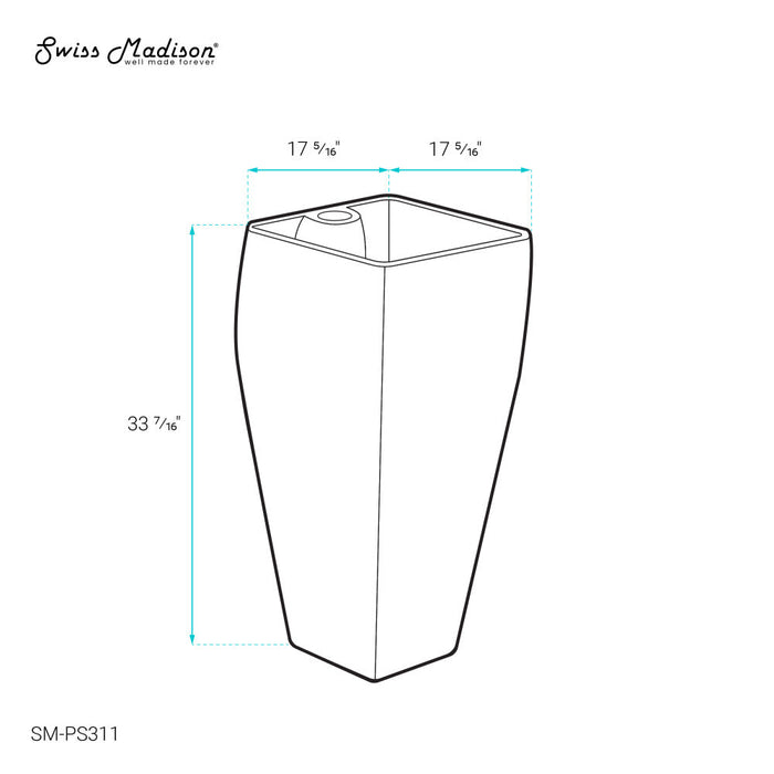 Swiss Madison Carre One Piece Pedestal Sink - SM-PS311