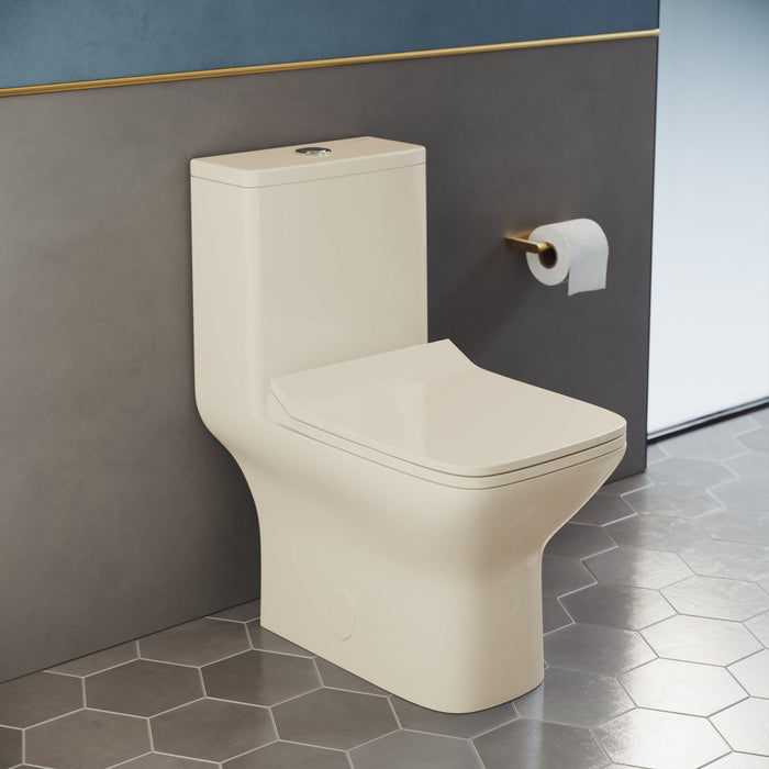 Swiss Madison Carre One Piece Square Toilet Dual Flush 1.1/1.6 gpf in Bisque - SM-1T256BQ