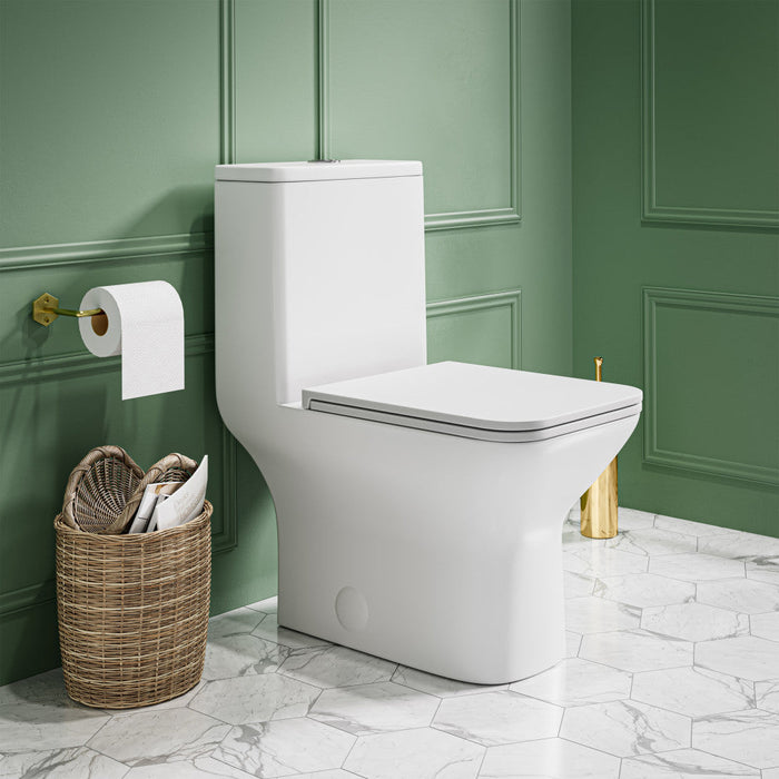 Swiss Madison Carre One Piece Square Toilet Dual Flush 1.1/1.6 gpf in Matte White - SM-1T256MW