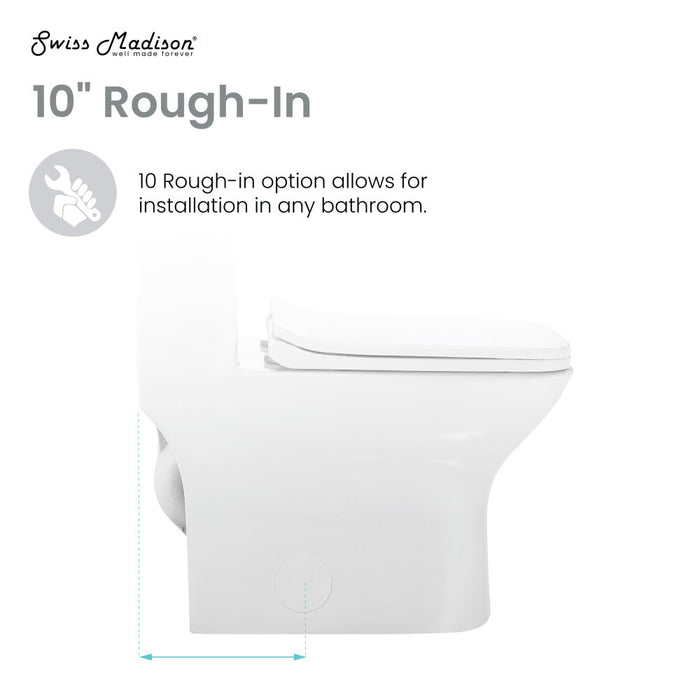 Swiss Madison Carre One-Piece Square Toilet Dual-Flush 1.1/1.6 gpf with 10" Rough-In - SM-1T276