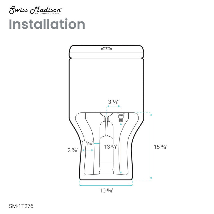 Swiss Madison Carre One-Piece Square Toilet Dual-Flush 1.1/1.6 gpf with 10" Rough-In - SM-1T276