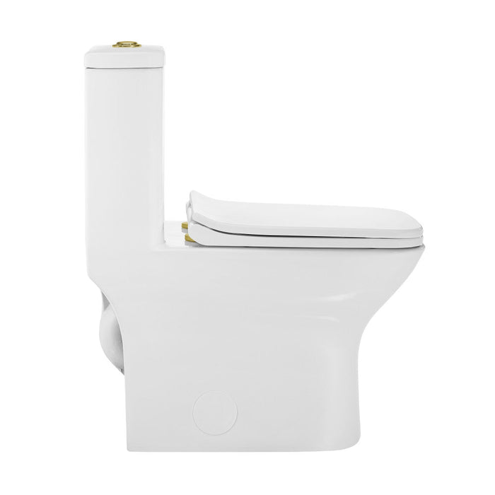 Swiss Madison Carre One Piece Square Toilet Dual Flush, Brushed Gold Hardware 1.1/1.6 gpf - SM-1T256HG