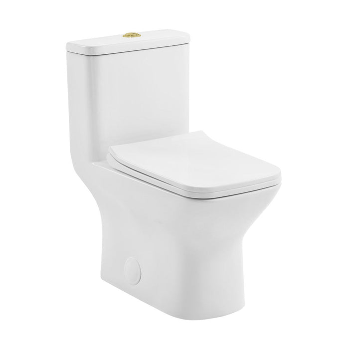 Swiss Madison Carre One Piece Square Toilet Dual Flush, Brushed Gold Hardware 1.1/1.6 gpf - SM-1T256HG