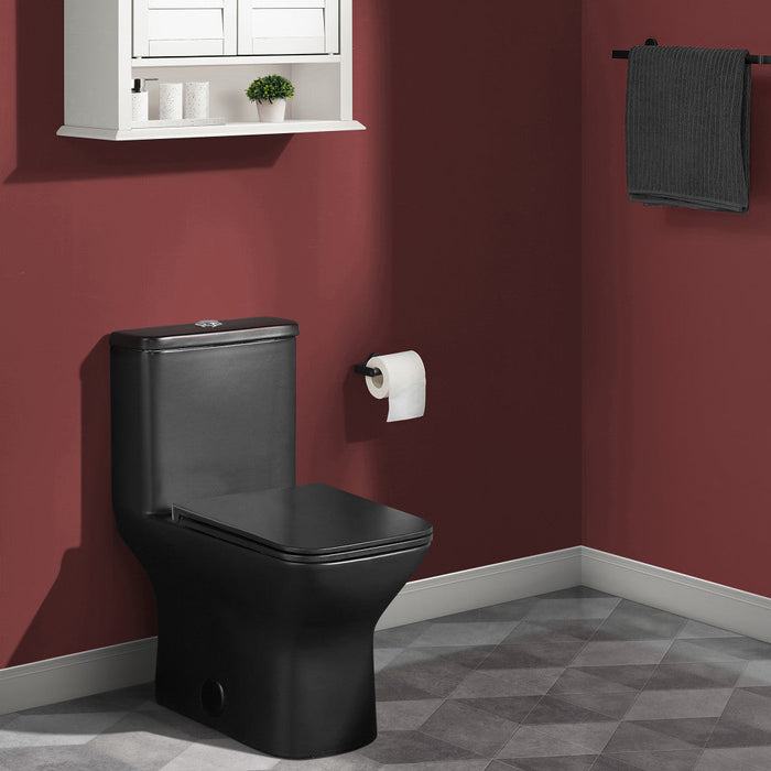 Swiss Madison Carre One-Piece Square Toilet Dual-Flush in Matte Black 1.1/1.6 gpf - SM-1T256MB