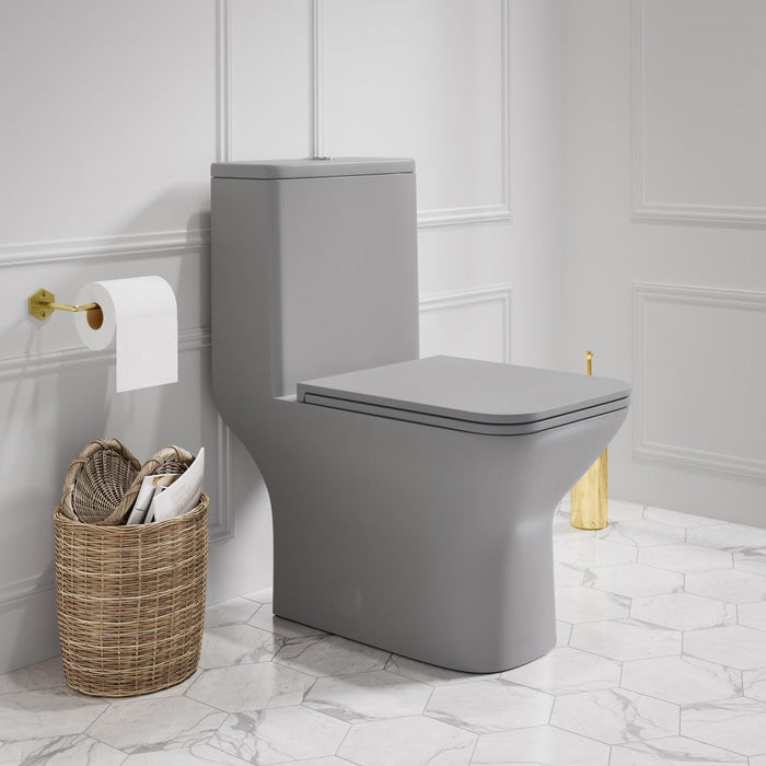 Swiss Madison Carre One-Piece Square Toilet Dual-Flush in Matte Grey1.1/1.6 gpf - SM-1T256MG